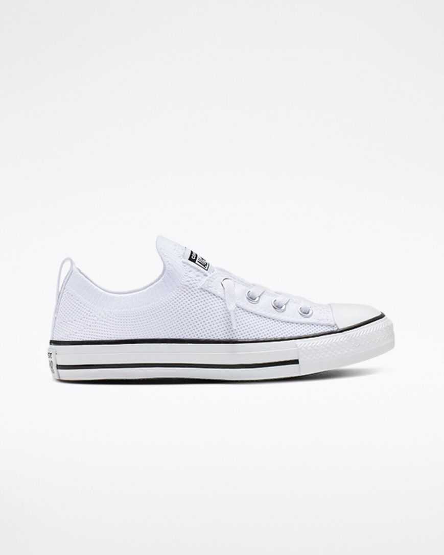 Tenis Converse Chuck Taylor All Star Shoreline Knit Slip Cano Baixo Feminino Branco Pretas Branco | PT T0P0857